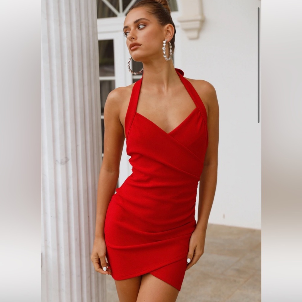 Hello Molly Red Halter Mini Dress size Xs